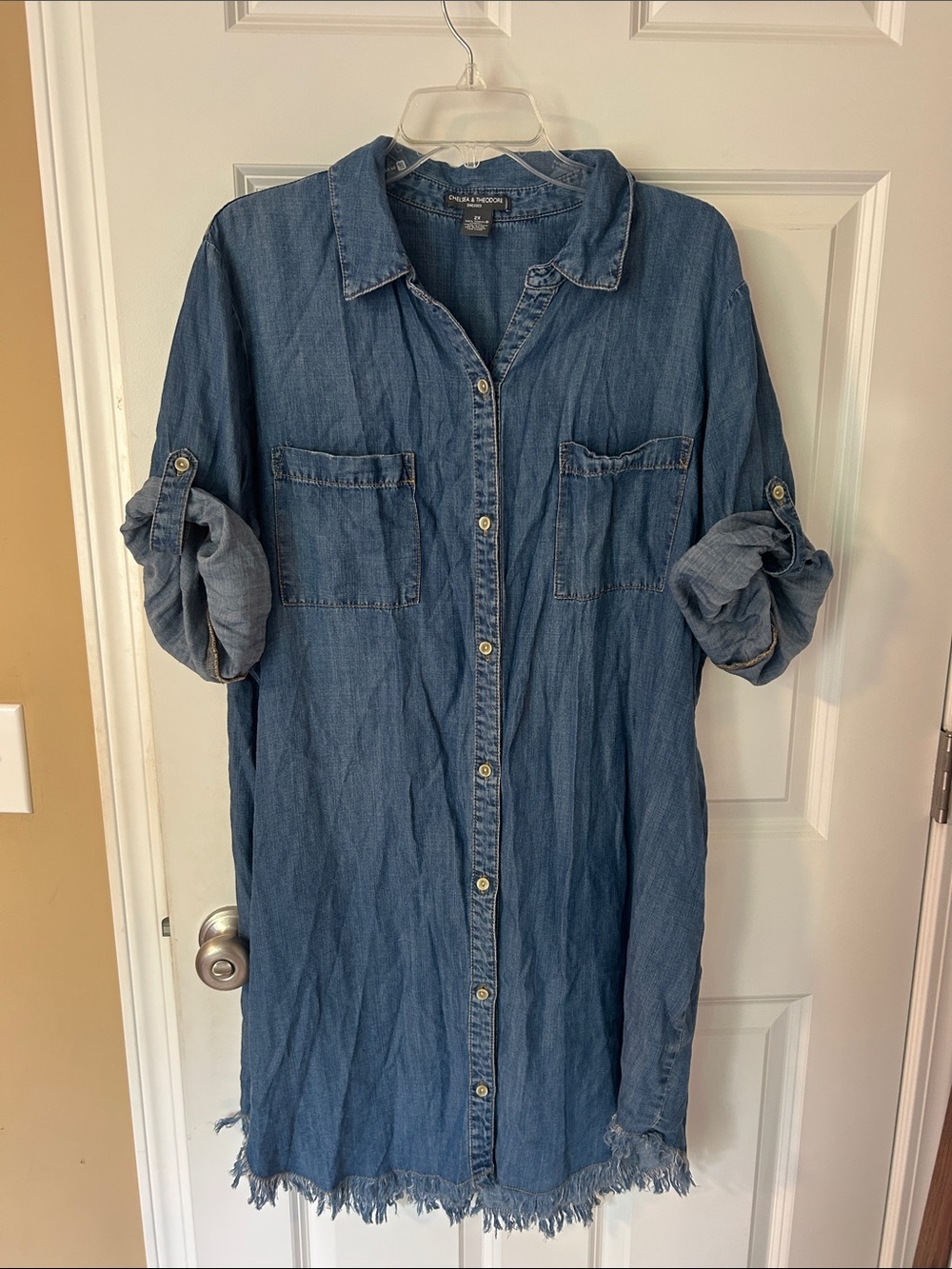 Chelsea & Theodore Blue Denim Button-Front Shirt Dress